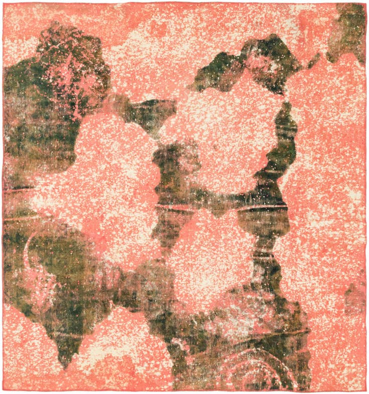 Detailfoto van 245cm x 265cm Handgeknoopt Ultra Vintage Perzisch Wol Vierkant Vloerkleed