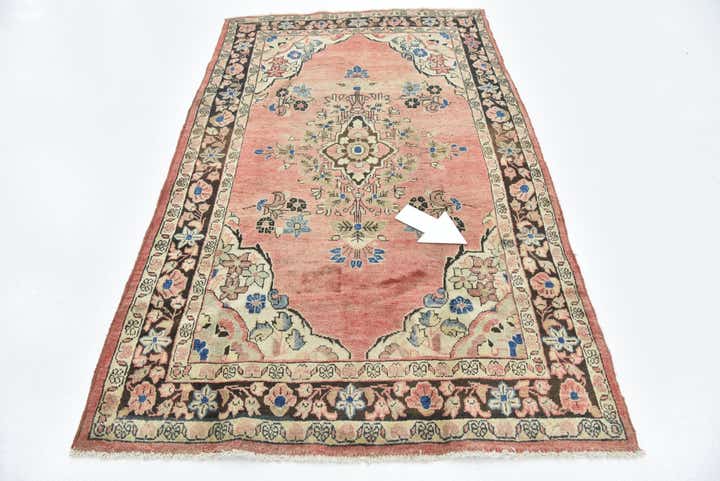 4' 5 x 7' 2 Hand Knotted Farahan Persian Wool Rug