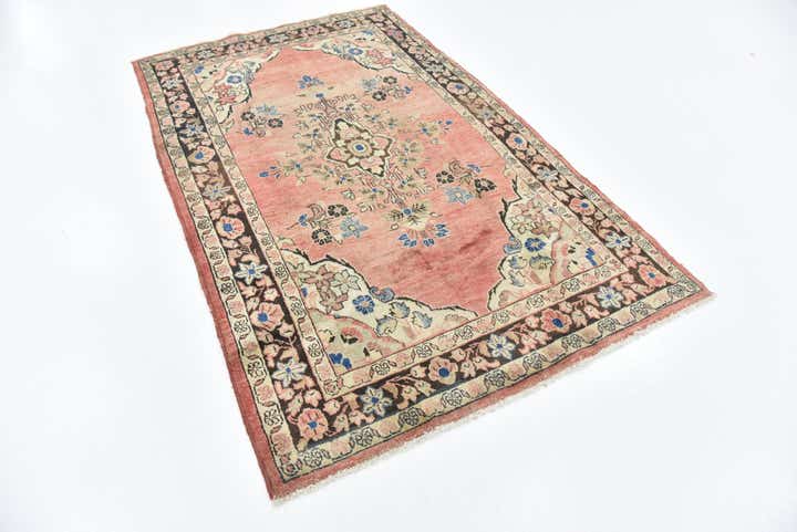 4' 5 x 7' 2 Hand Knotted Farahan Persian Wool Rug