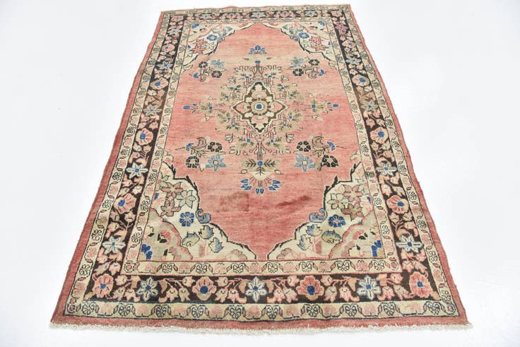 Detail image of 4' 5 x 7' 2 Hand Knotted Farahan Persian Wool Rug