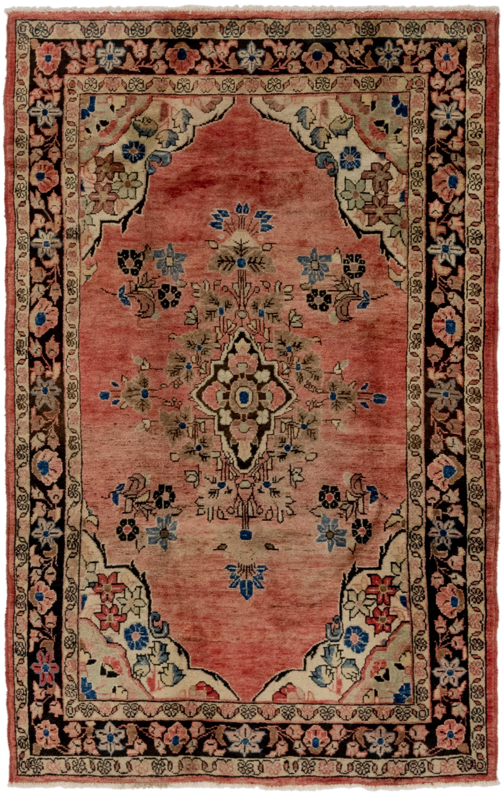 4' 5 x 7' 2 Hand Knotted Farahan Persian Wool Rug