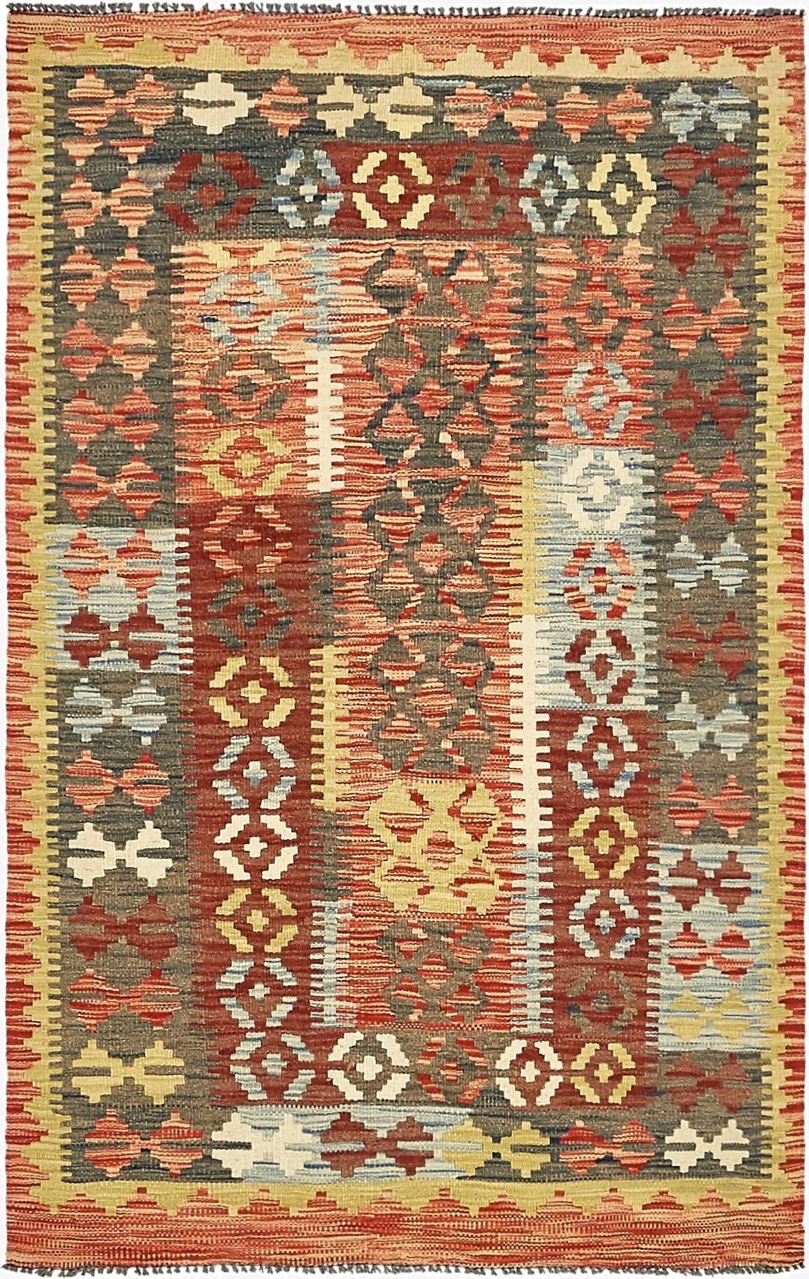 3' 3 x 5' 2  Hand Woven Kilim Maymana Wool Rug