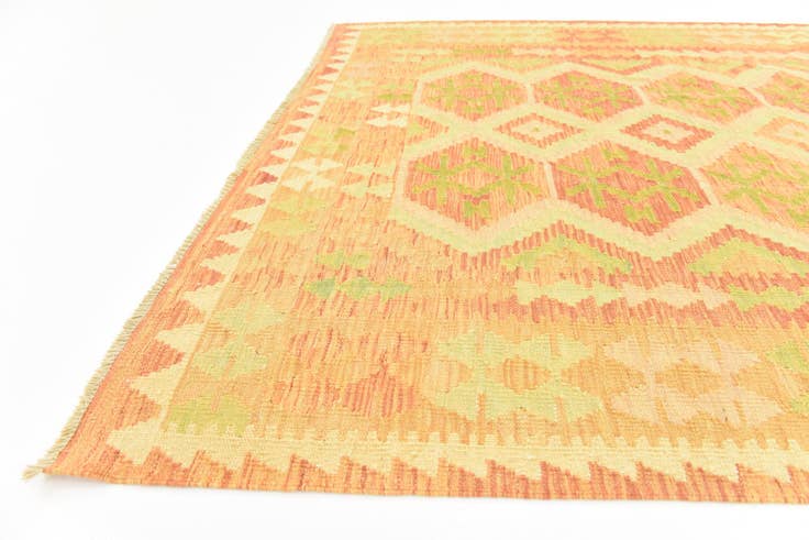 Detail image of 4' 10 x 6' 7 Hand Woven Kilim Waziri Wool Rug