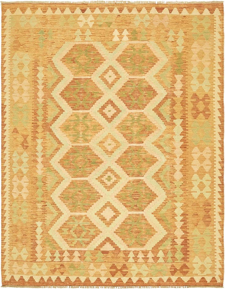 Detail image of 4' 10 x 6' 7 Hand Woven Kilim Waziri Wool Rug
