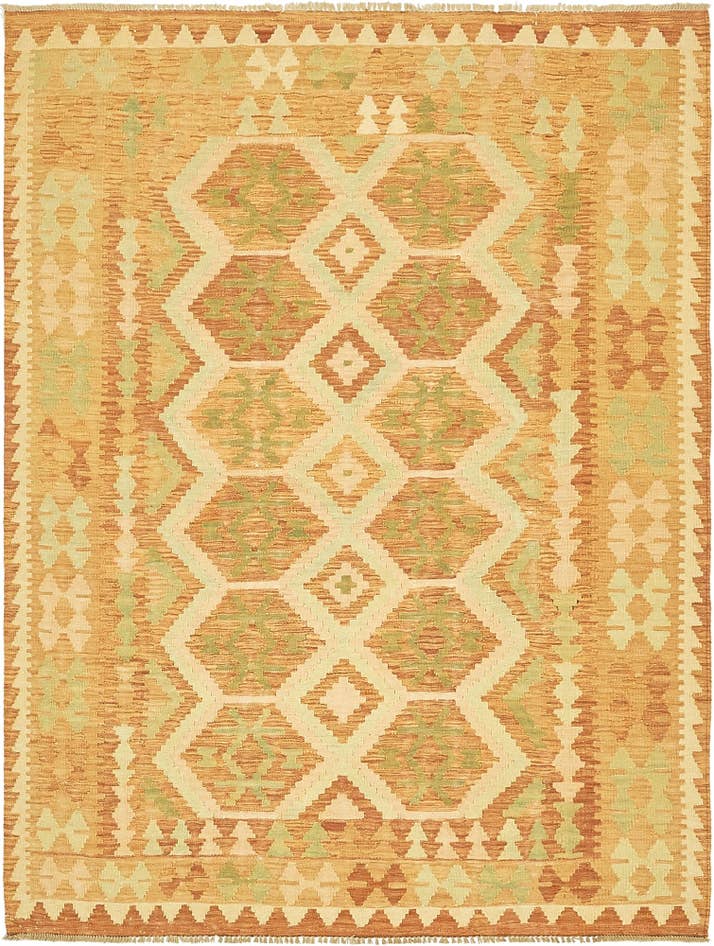Detail image of 4' 10 x 6' 7 Hand Woven Kilim Waziri Wool Rug