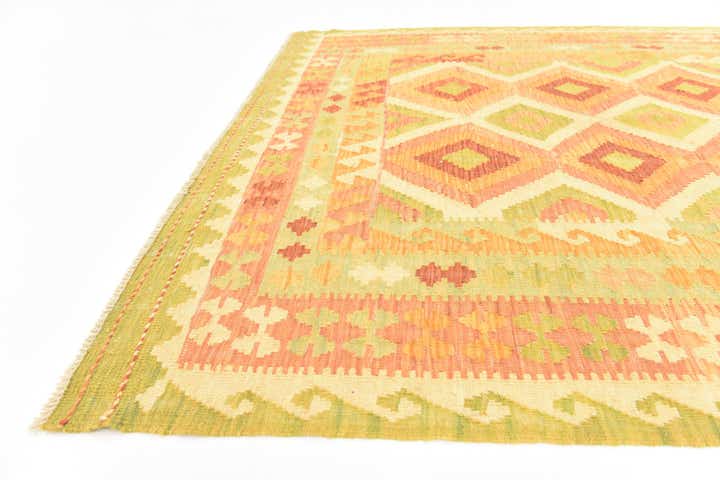 4' 9 x 6' 8 Hand Woven Kilim Waziri Wool Rug