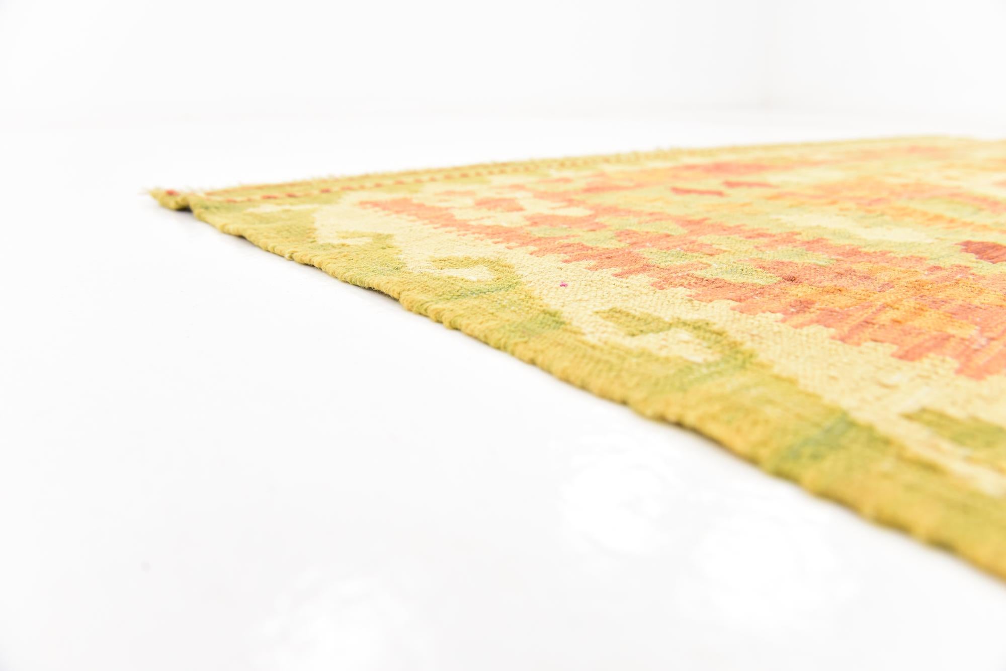 4' 9 x 6' 8 Hand Woven Kilim Waziri Wool Rug