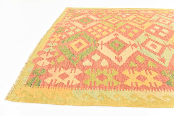 4' 7 x 6' 7 Hand Woven Kilim Waziri Wool Rug