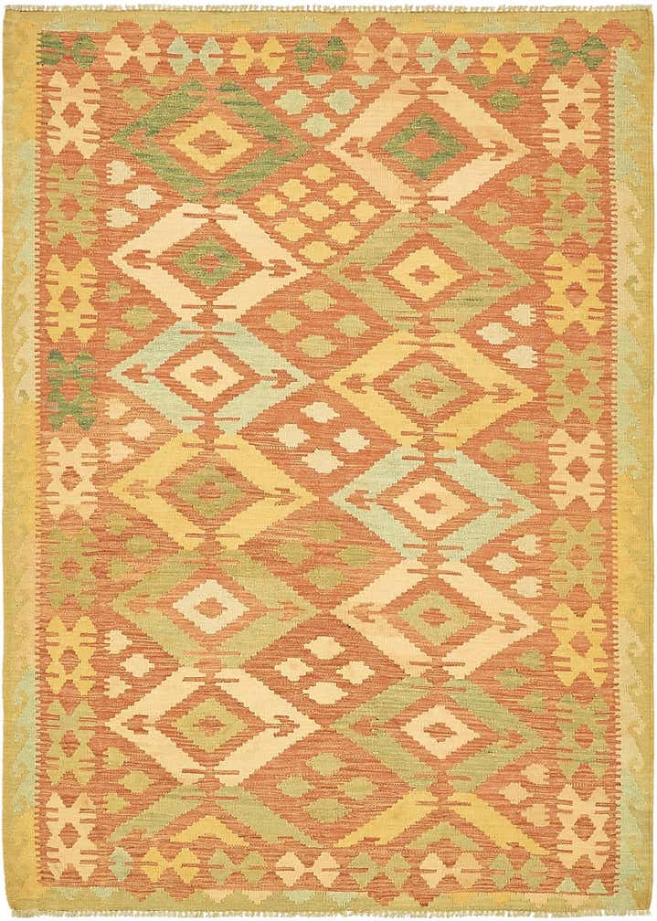 4' 7 x 6' 7 Hand Woven Kilim Waziri Wool Rug
