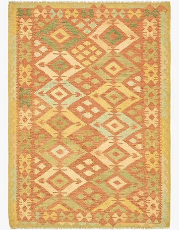 4' 7 x 6' 7 Hand Woven Kilim Waziri Wool Rug