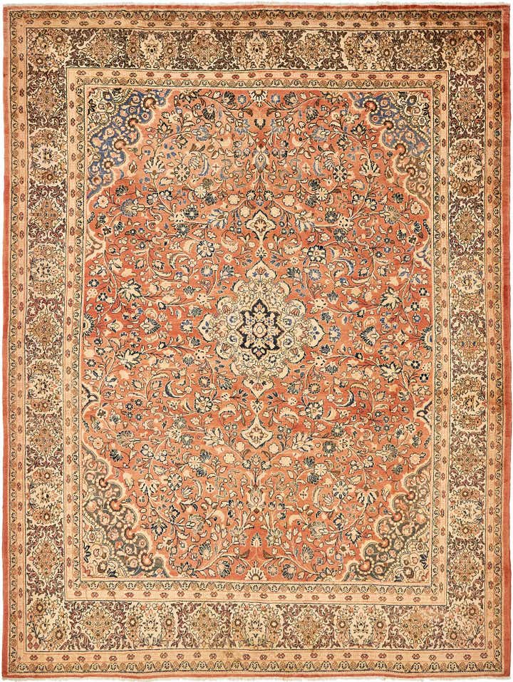 10' 6 x 13' 9 Hand Knotted Sarough Persian Wool Rug
