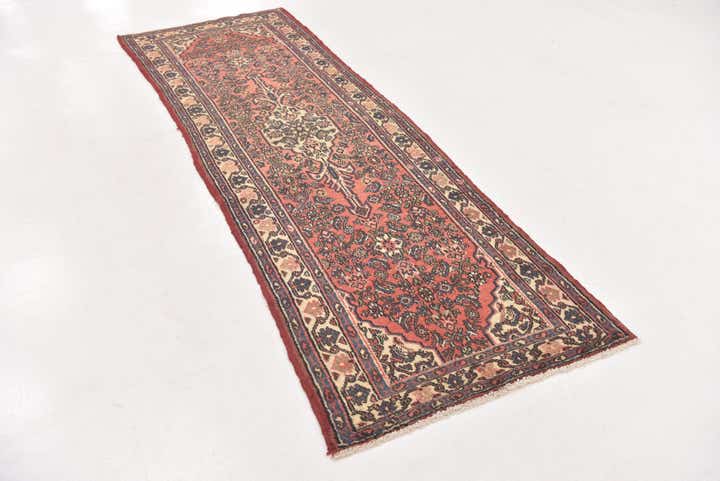 3' 7 x 10' 7 Hand Knotted Hamedan Persian Wool Runner Rug
