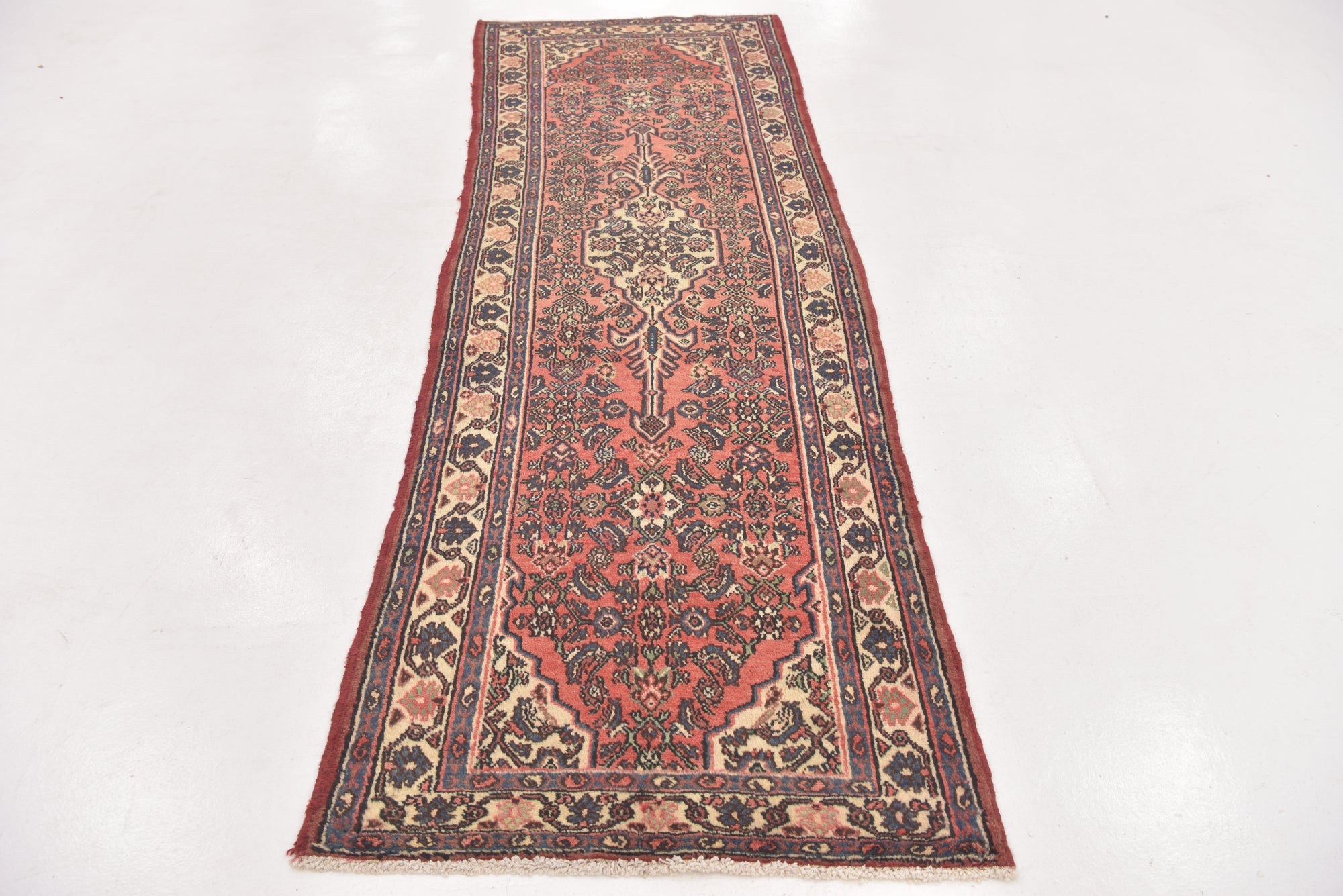 3' 7 x 10' 7 Hand Knotted Hamedan Persian Wool Runner Rug