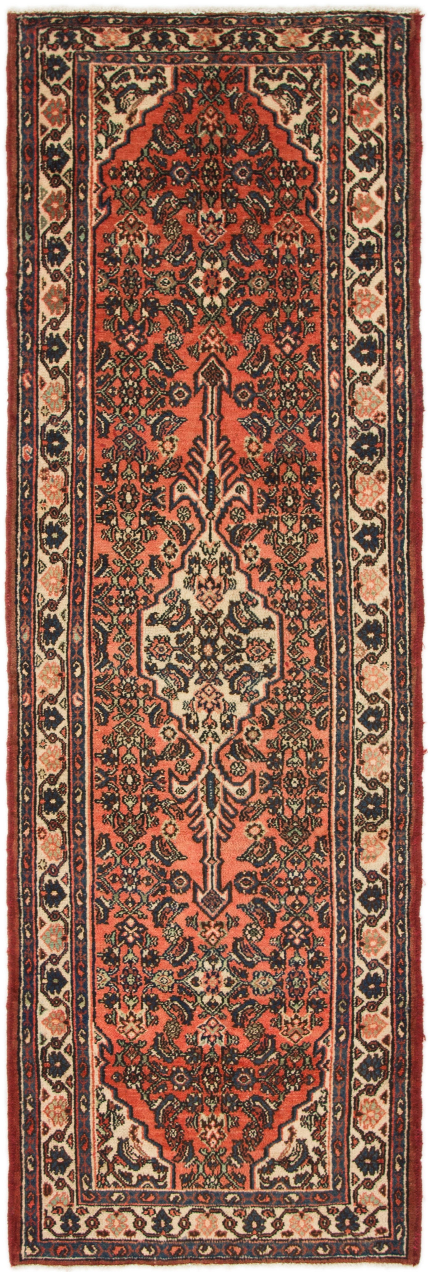 3' 7 x 10' 7 Hand Knotted Hamedan Persian Wool Runner Rug
