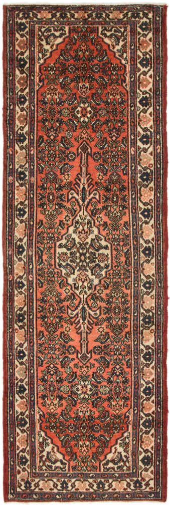 3' 7 x 10' 7 Hand Knotted Hamedan Persian Wool Runner Rug