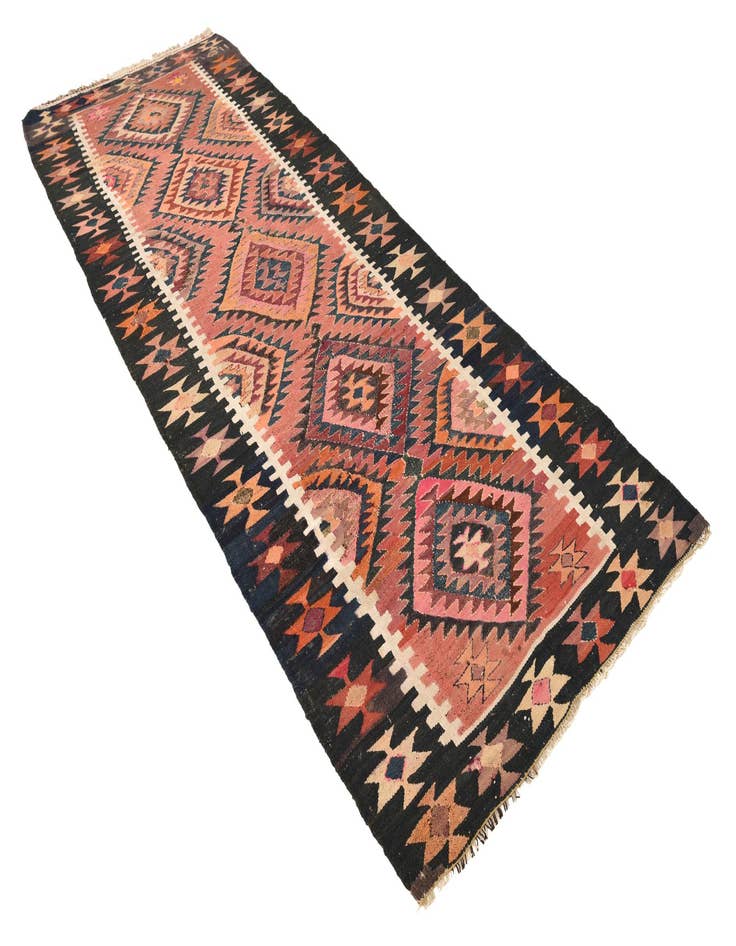 Detail image of 3' 10 x 10' 9  Hand Woven Kilim Fars Wool Runner Rug