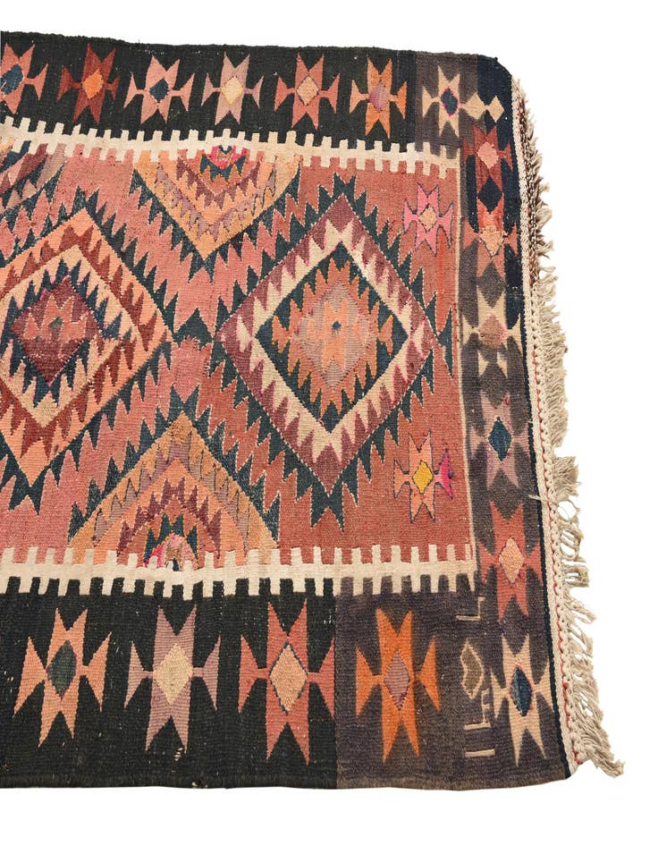 Detail image of 3' 10 x 10' 9  Hand Woven Kilim Fars Wool Runner Rug