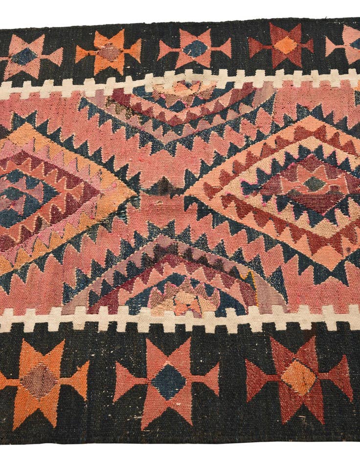 Detail image of 3' 10 x 10' 9  Hand Woven Kilim Fars Wool Runner Rug