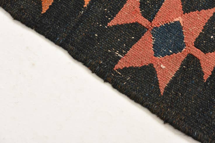 Detail image of 3' 10 x 10' 9 Hand Woven Kilim Fars Wool Runner Rug