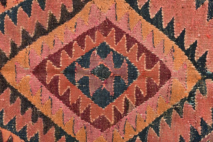 Detail image of 3' 10 x 10' 9 Hand Woven Kilim Fars Wool Runner Rug