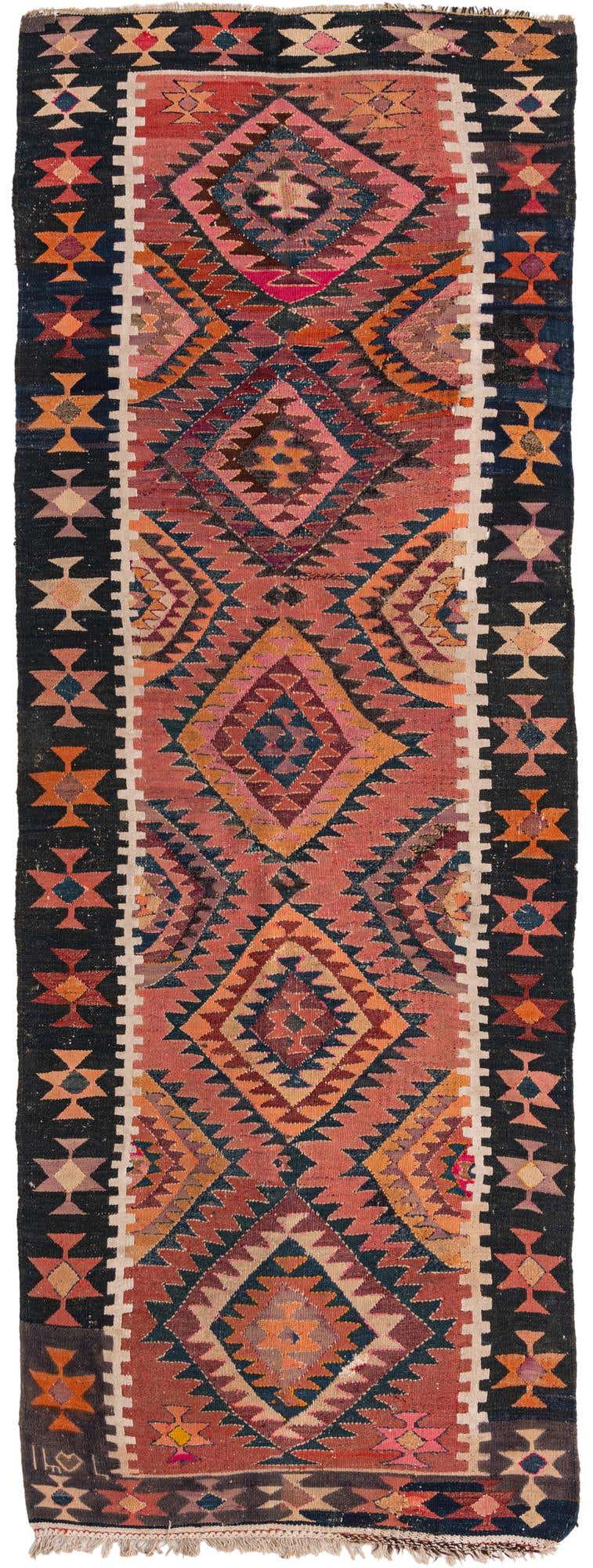 3' 10 x 10' 9 Hand Woven Kilim Fars Wool Runner Rug