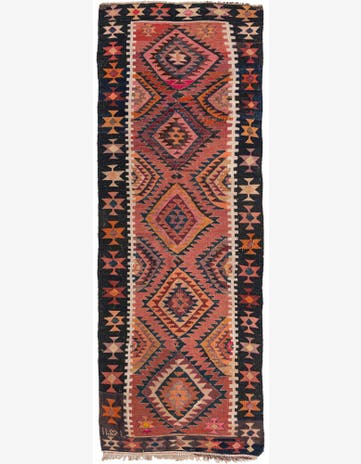 3' 10 x 10' 9 Hand Woven Kilim Fars Wool Runner Rug