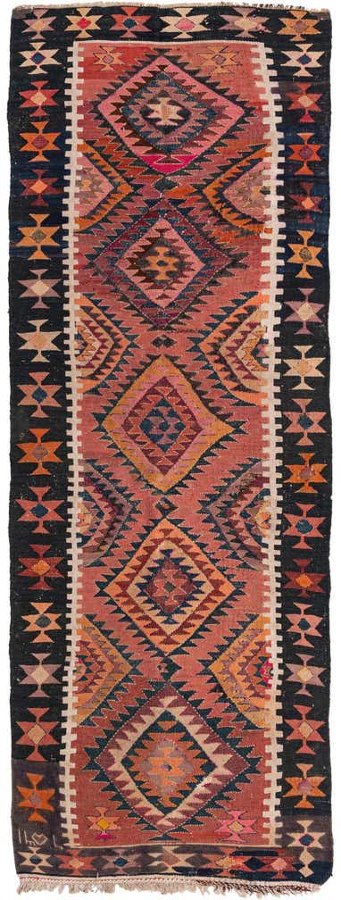 3' 10 x 10' 9 Hand Woven Kilim Fars Wool Runner Rug