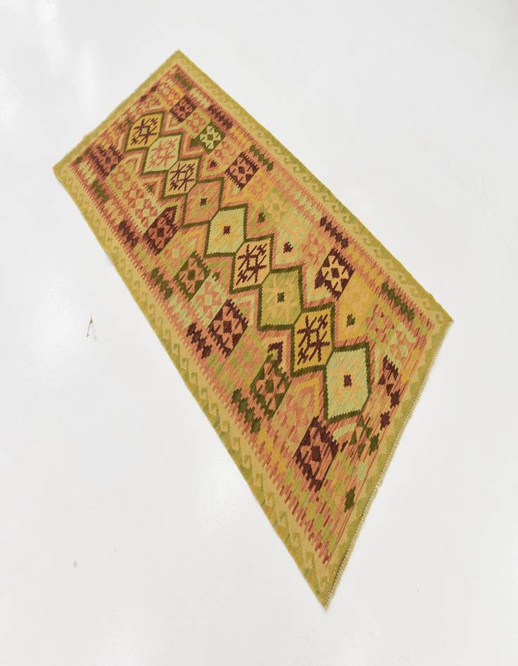 Detail image of 3' 3 x 6' 7 Hand Woven Kilim Maymana Wool Runner Rug