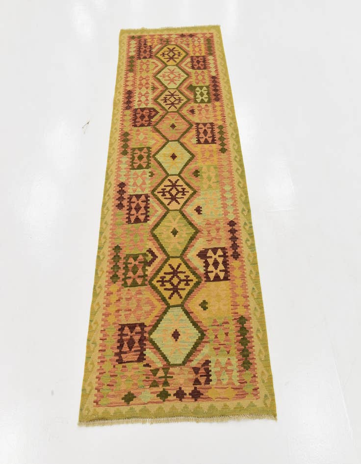 Detail image of 3' 3 x 6' 7 Hand Woven Kilim Maymana Wool Runner Rug