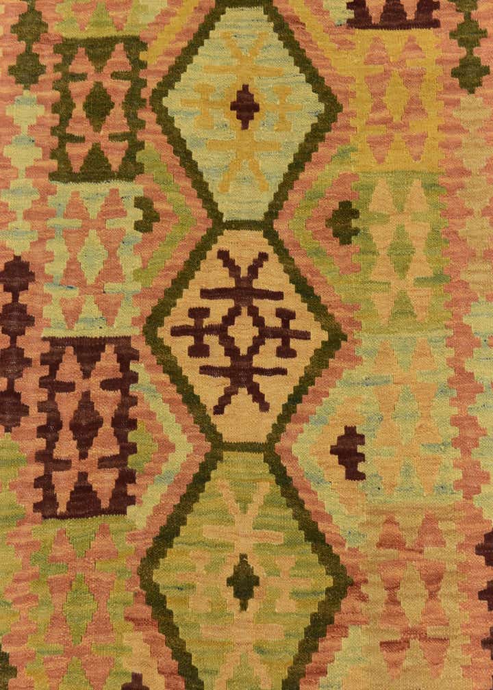3' 3 x 6' 7 Hand Woven Kilim Maymana Wool Runner Rug