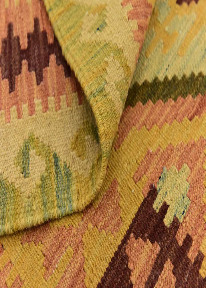 3' 3 x 6' 7 Hand Woven Kilim Maymana Wool Runner Rug