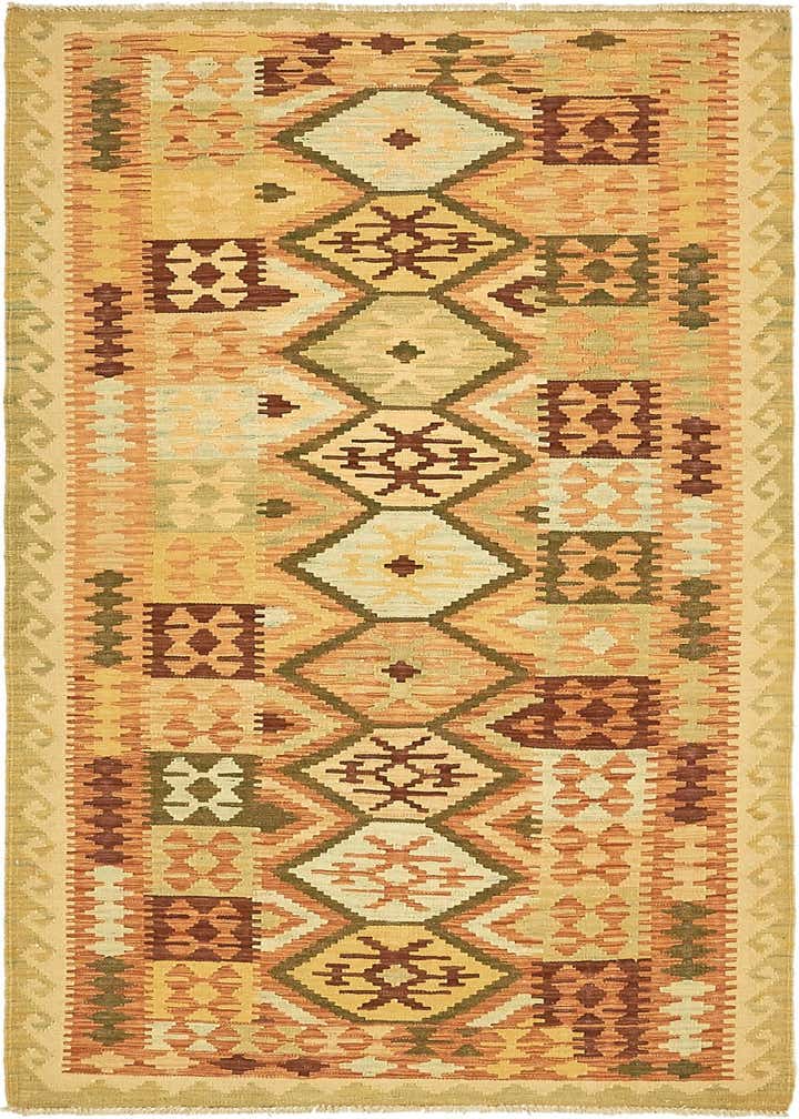 3' 3 x 6' 7 Hand Woven Kilim Maymana Wool Runner Rug