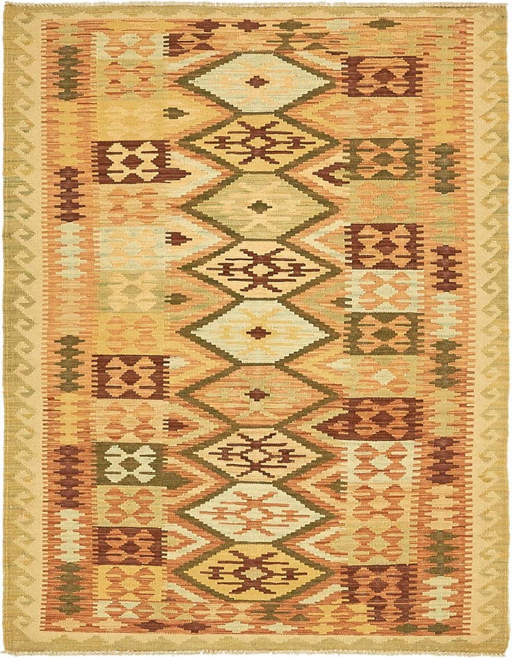 Detail image of 3' 3 x 6' 7 Hand Woven Kilim Maymana Wool Runner Rug