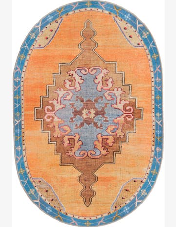 4' x 6' Sanderson · Medallion Washable Rug, orange and blue