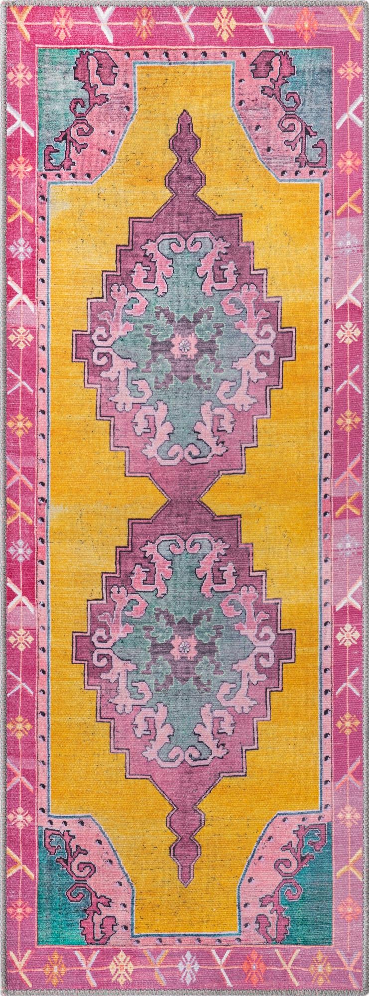 Sanderson · Medallion Washable Rug, yellow