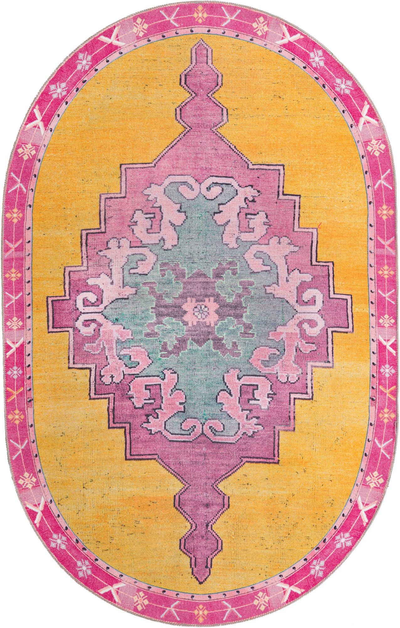 Sanderson · Border Washable Rug, yellow