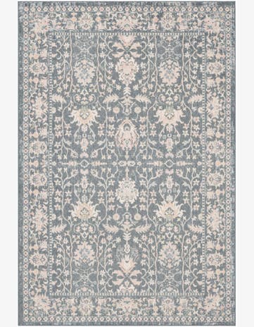 6' x 9' Sandys · Persian floral Washable Rug, navy and blush