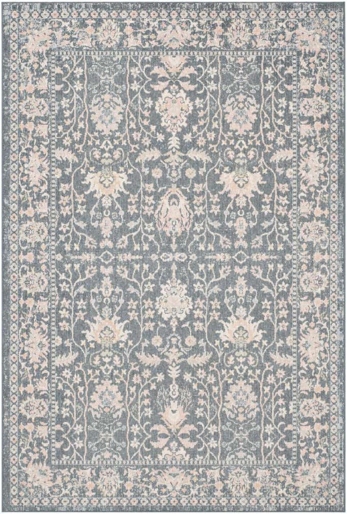 6' x 9' Sandys · Persian floral Washable Rug, navy and blush