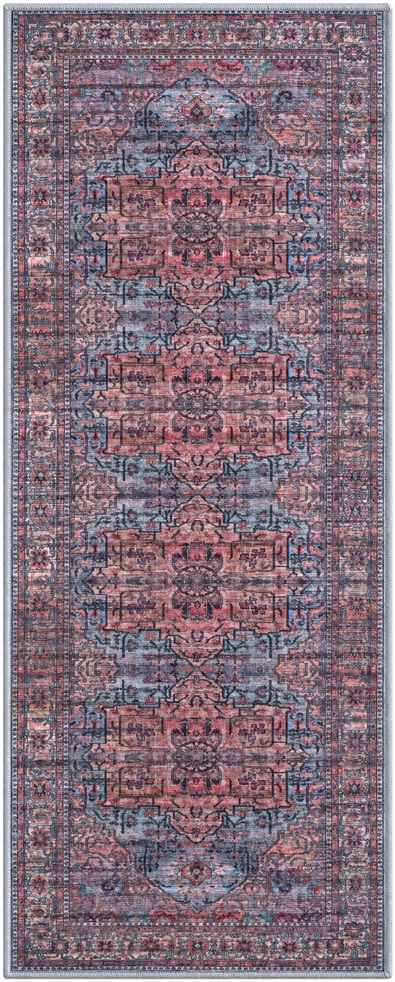 2' x 5' Sawyer · Medallion rug, rust and blue