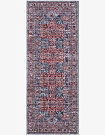 2' x 5' Sawyer · Medallion rug, rust and blue