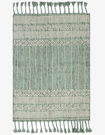 Sea Green Easy-Clean Eco Bohemian Indoor / Outdoor Rug