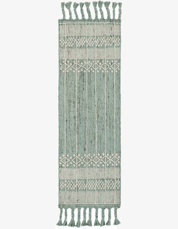 Sea Green Easy-Clean Eco Bohemian Indoor / Outdoor Runner Rug