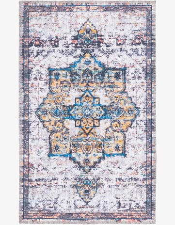 Sea Salt White Washable Francesca Rug
