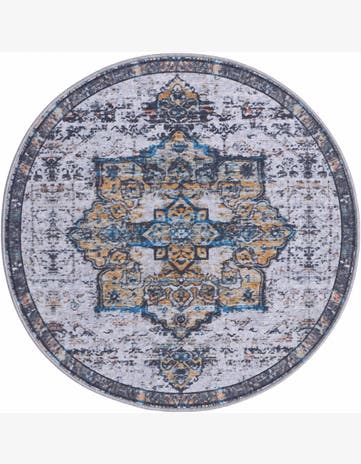 Sea Salt White Renaissance Round Rug
