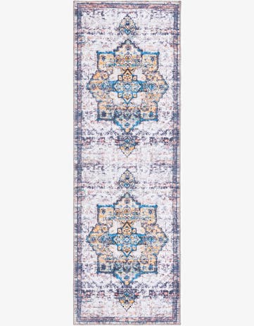 Sea Salt White Washable Francesca Runner Rug