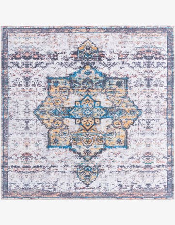 Sea Salt White Washable Francesca Square Rug