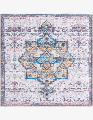 Sea Salt White Washable Francesca Square Rug
