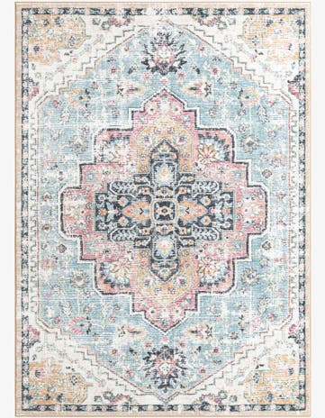 Seaglass Blue and Rose Medina Rug
