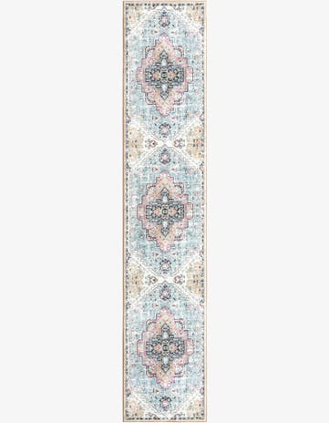 Seaglass Blue and Rose Medina Runner Rug