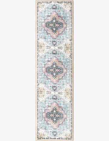 Seaglass Blue and Rose Medina Runner Rug